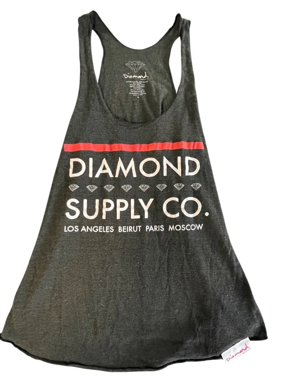 Diamond Supply Co. Womens Black Racerback Graphic Tank Top Size S